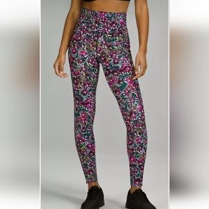 Lululemon Size 6 Base Pace High Rise Tight 28" Brushed Nulux Floral Pink Legging